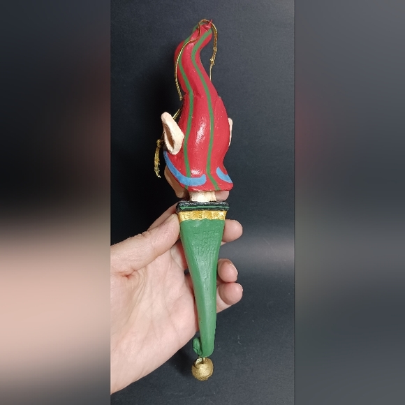 Vintage 1994 House of Hatten Christmas elf ornament 10" tall jingle bell HP Xmas - Picture 2 of 6